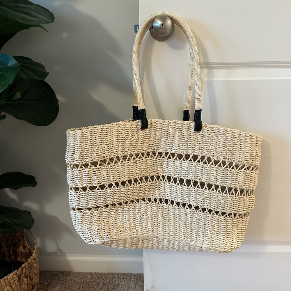 Cream Woven Tote Bag